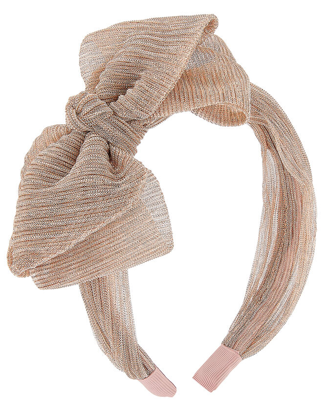 Shimmer Bow Pleated Headband, , large