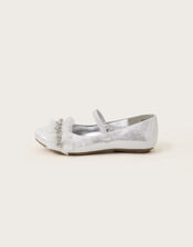 Land of Wonder Beaded Ballet Flats, Silver (SILVER), large
