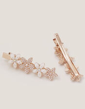 2-Pack Pearly Flower Hair Clips, , large