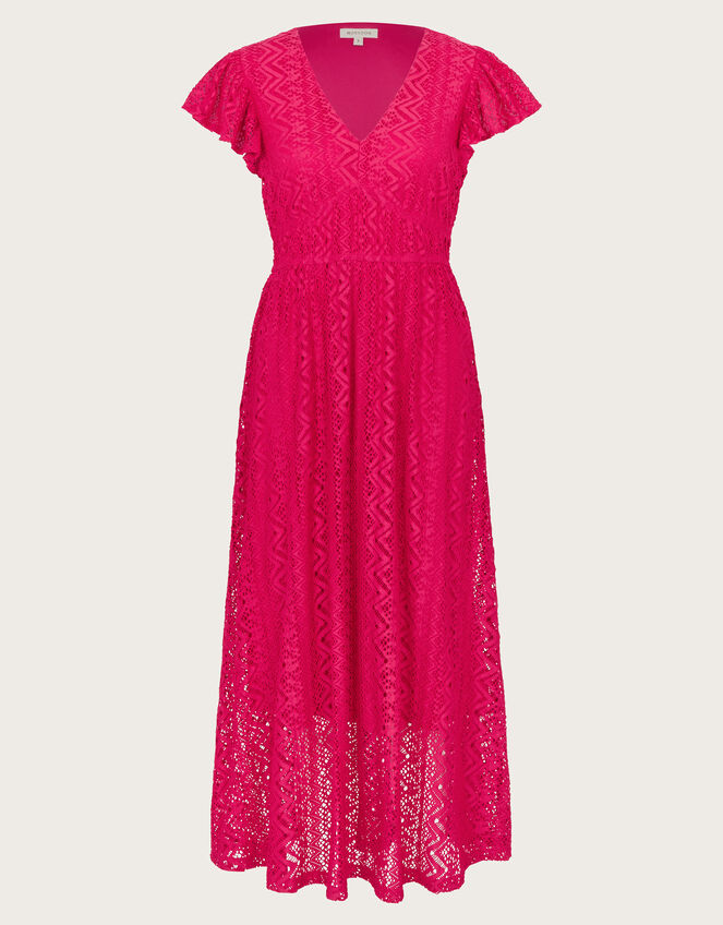 Lo Lace Jersey Ruffle Dress, Pink (PINK), large