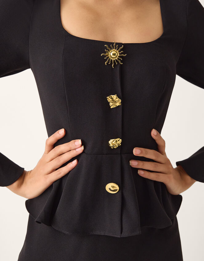 Willow Statement Button Midi Dress Black