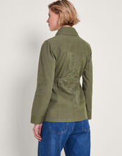 Lyria Embroidered Utility Jacket, Green (KHAKI), large