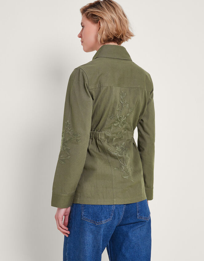Lyria Embroidered Utility Jacket, Green (KHAKI), large