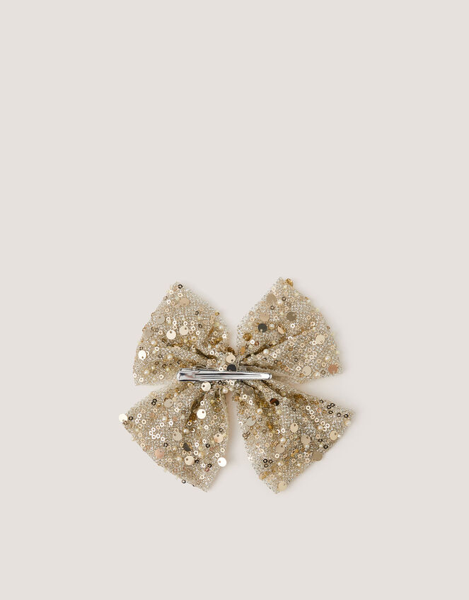 Embellished Bow Hair Clip, , large