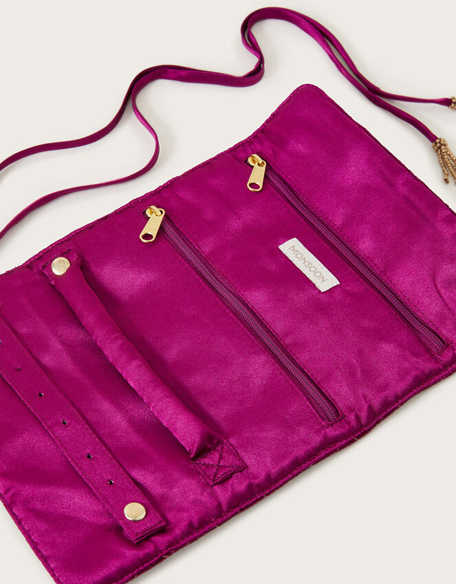 Velvet Quilted Jewellery Roll, , large