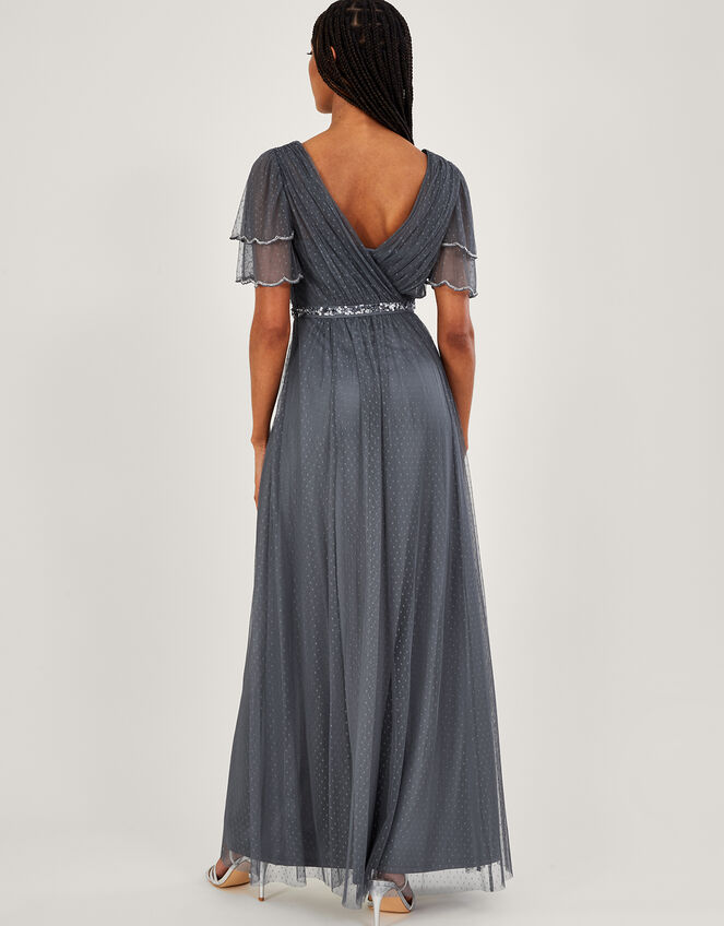 Isla Spot Mesh Maxi Dress, Blue (DARK BLUE), large
