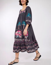 East Zarella Embroidered Dress, Grey (CHARCOAL), large