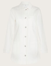 Mindy Longline Denim Jacket, Natural (ECRU), large