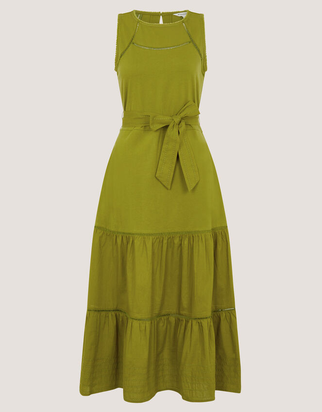 Jen Belted Jersey Maxi Dress, Green (GREEN), large