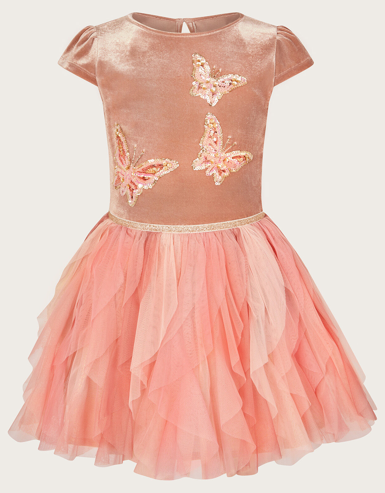 Velvet Disco Butterfly Dress Pink