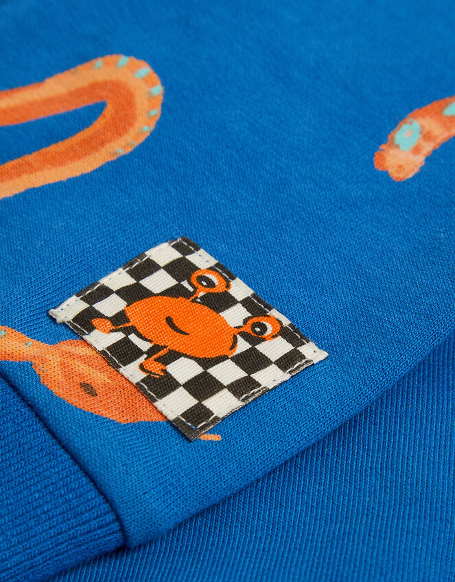 Snake Print Sweatshirt, Blue (BLUE), large