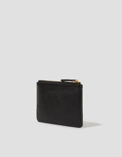 Faux Leather Coin Purse, Black (BLACK), large