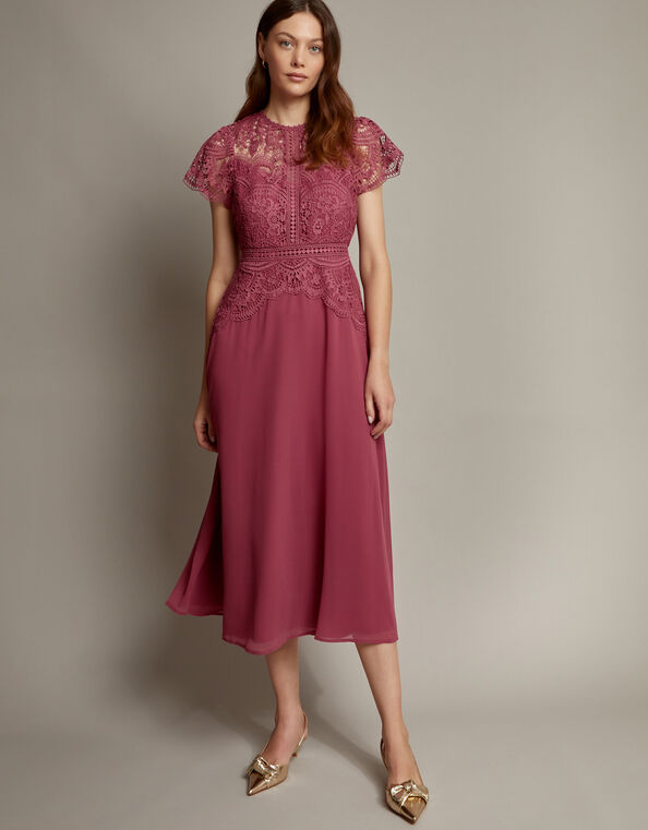 Monica Lace Midi Dress, DARK PINK, large