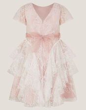 Joanie Cancan Ruffle Lace Dress, Pink (DUSKY PINK), large