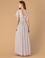Daphnee Embroidered Maxi Dress, Grey (GREY), large