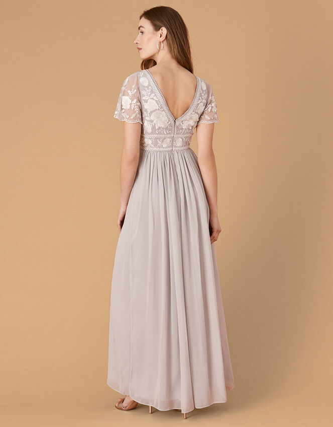 Daphnee Embroidered Maxi Dress, Grey (GREY), large