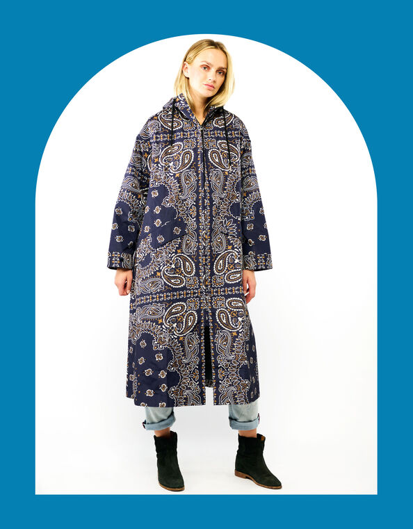 Wild Silves Paisley Longline Jacket, Blue (BLUE), large