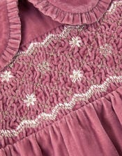 Baby Floral Embroidered Velvet Dress, Pink (PINK), large