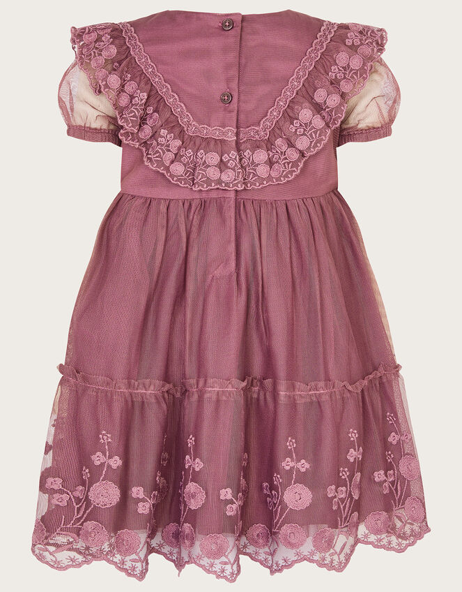 Baby Embroidered Mesh Dress, Purple (LILAC), large