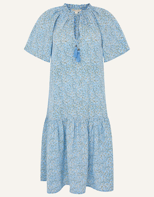 Ditsy Floral Dress in Sustainable Viscose, Blue (BLUE), large
