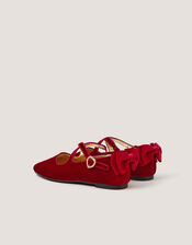 Velvet Bow Mary Jane Ballet Flats, Red (RED), large