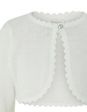 Niamh Sparkle Knitted Cardigan with Crystal Button, Ivory (IVORY), large
