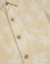 Palm Print Short Sleeve Shirt, Natural (STONE), large