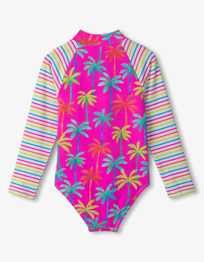 Maillot De Bain Une Pièce Bikini Lab - Manches Longues, Imprimé Palmier, Taille M, Neuf Sans étiquette