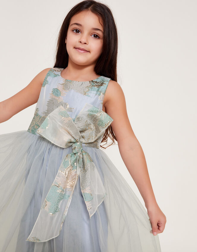 Bennie Bow Jacquard Dress, Blue (BLUE), large