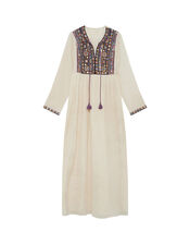 Maison Hotel Embroidered Neckline Dress, Cream (CREAM), large