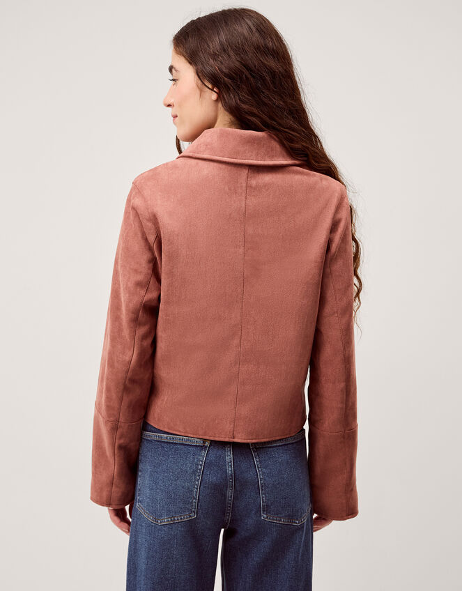 Sierra Scallop Faux Suede Jacket Pink