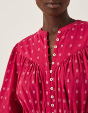 Poppy Long Sleeve Tiered Midi Dress, Red (RED), large