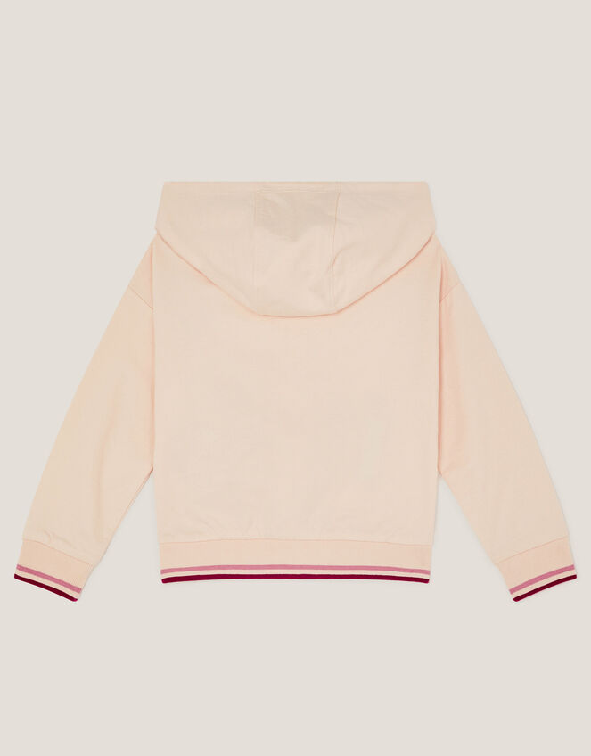 Floral Butterfly Embroidered Zip-Up Hoodie, White (WHITE), large