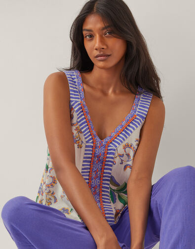 Kaia Floral Print Cami Top, Ivory (IVORY), large