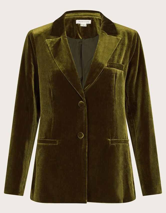 Vicky Velvet Jacket , Green (OLIVE), large