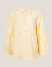 Tyra Floral Jacquard Shirt, Yellow (YELLOW), large