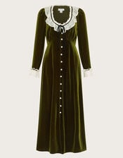 Vali Velvet Tea Dress, Green (OLIVE), large