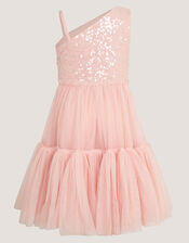 Asymmetrical Sequin Tulle Party Dress, Pink (PINK), large