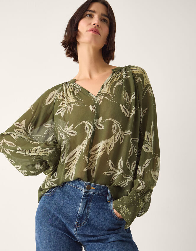 Leona Leaf Print Blouse