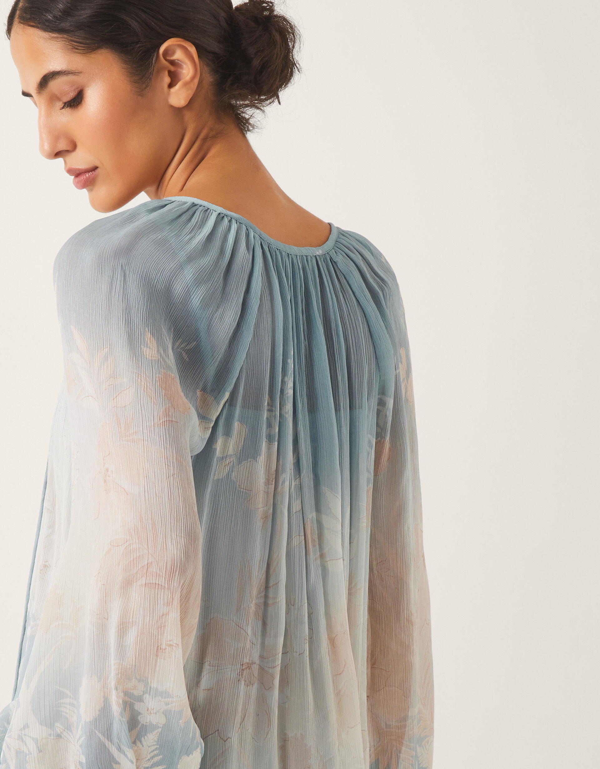 Lilian Sheer Floral Blouse Blue | Blouses & Shirts | Monsoon UK.