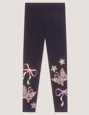 Butterfly Sequin Leggings, Blue (NAVY), large