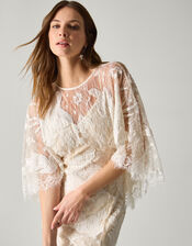 Eileen Cape Embellished Floral Lace Wedding Dress, Ivory (IVORY), large