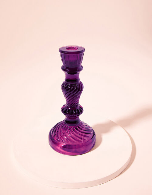 Glass Candle Stick Holder, Purple (PURPLE), large