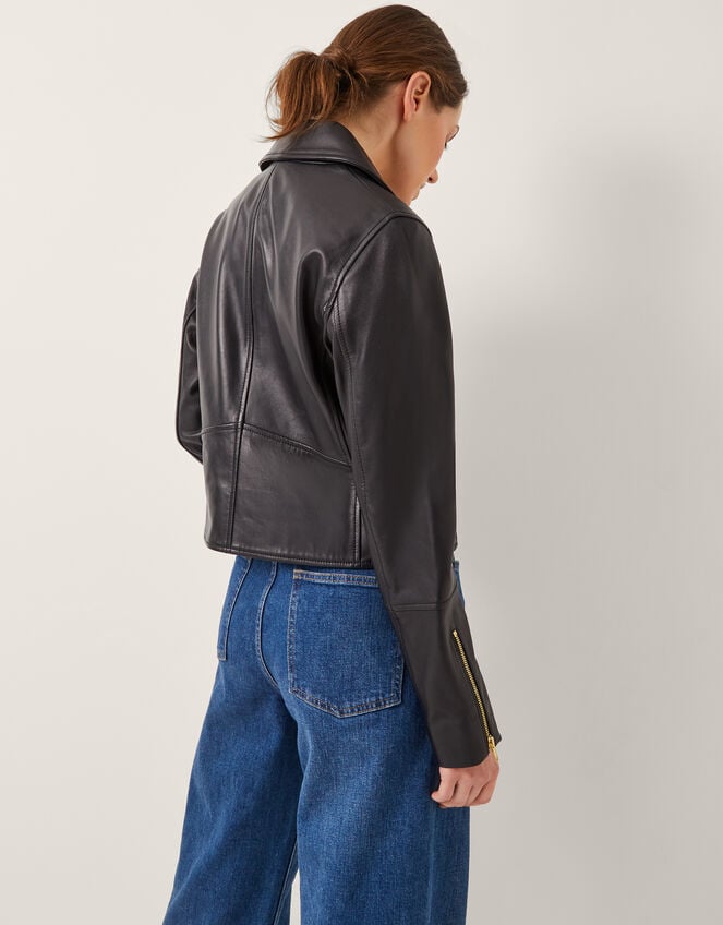 Leather Biker Jacket Black Women's Jackets Monsoon