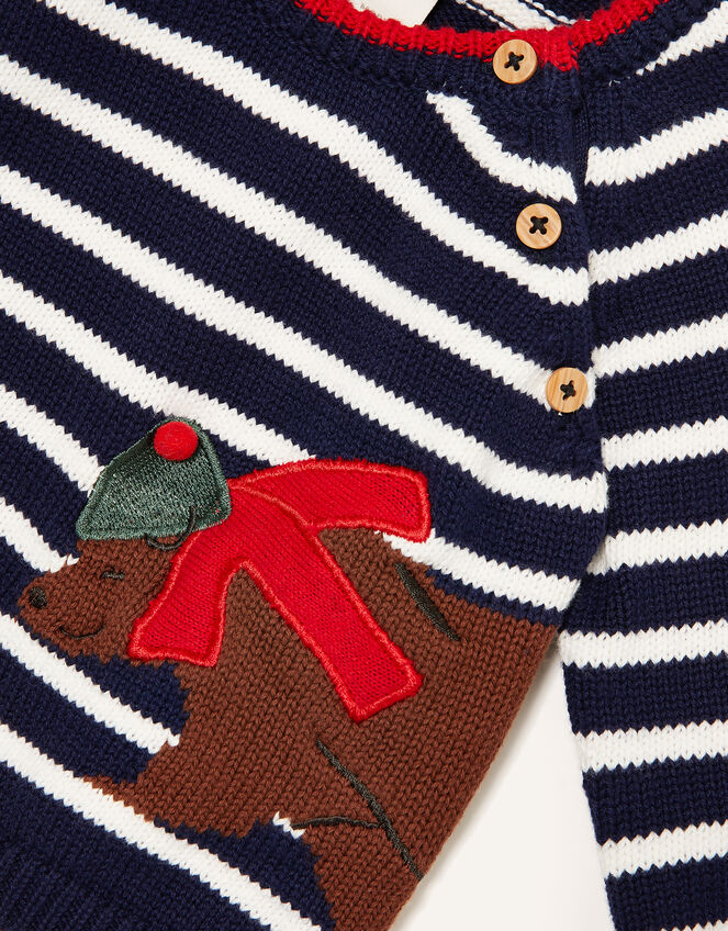 Newborn Bear and Stripe Knit Set, Blue (NAVY), large