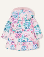 Baby Floral Padded Puffball Coat, Pink (PALE PINK), large