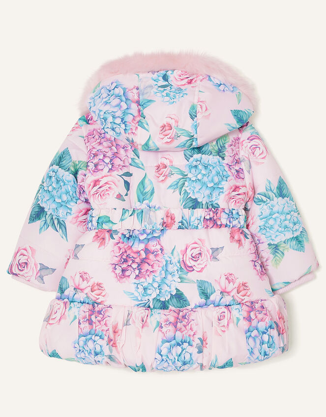 Baby Floral Padded Puffball Coat, Pink (PALE PINK), large