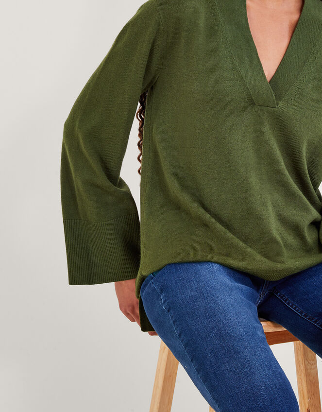 Collar Wool Jumper, Green (GREEN), large