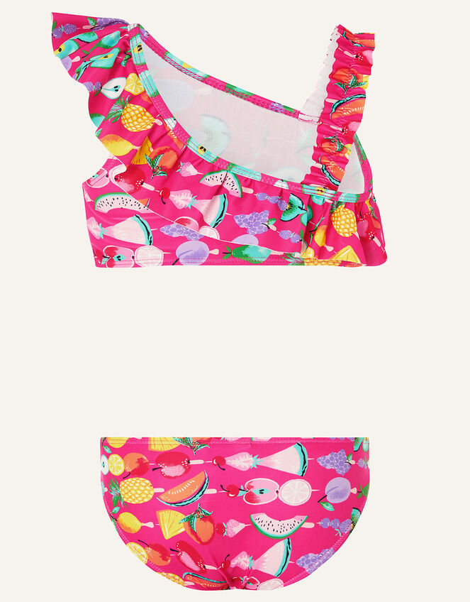 Fruit Print One-Shoulder Bikini Set, Pink (PINK), large