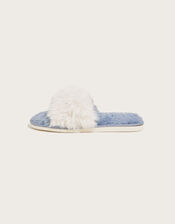 Faux Fur Twist Slide Slippers, Teal (TEAL), large